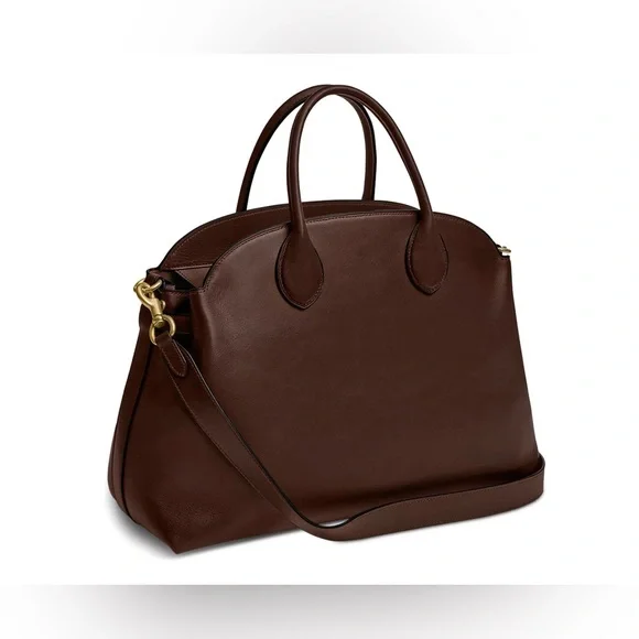 Coach Soft Empire Carryall Bag 40 Brown Leather Satchel with Gold Accents - Picture 2 of 6